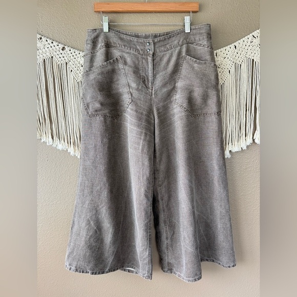 BABETTE San Francisco 100% linen wide leg baggy pants EUC F - Picture 1 of 9